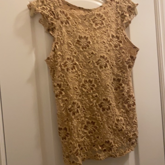 J.t.b. Beige Lace Ruffle Floral Detail blouse with lining Women size M - Picture 3 of 3